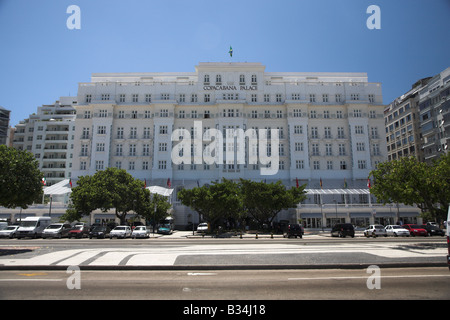 Copacabana Palace Hotel opposite Copacabana Beach in Rio de Janiero in Brazil. Stock Photo