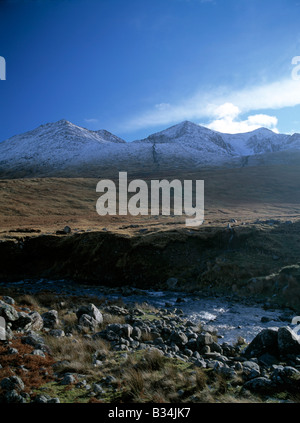 irelands highest mountains covered in winter snow, beauty in nature, Stock Photo