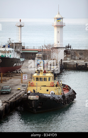 A pilot vessel in the harbour in Yalta, Ukraine Stock Photo