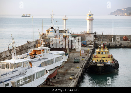 A pilot vessel in the harbour in Yalta, Ukraine Stock Photo