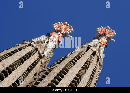Towers of the Sagrada Familia building in Barcelona Spain Stock Photo