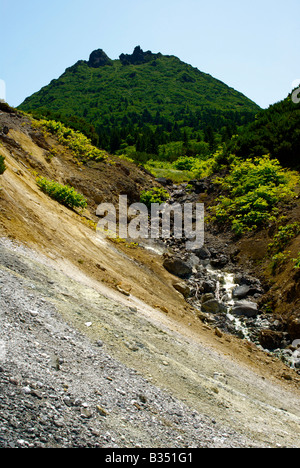 Volcano Mendeleev, Kunashir island, Far East of Russia Stock Photo