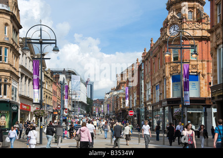 Briggate (the main shopping street in the city centre), Leeds, West Yorkshire, England Stock Photo