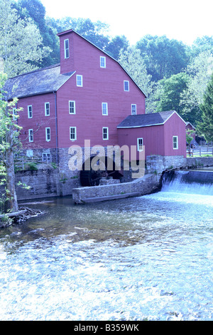 Red mill Museum in Clinton on the banks of the Raritan River. Stock Photo