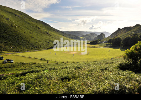 one of the UK's most scenic cricket grounds in the valley of Rocks in Lynton , Devon Stock Photo