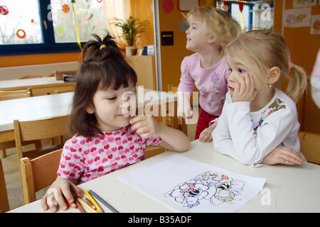 Girls in a nursery school in Berlin, Germany Stock Photo