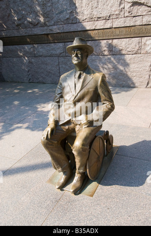 Sculpture of FDR in his wheelchair as a disabled American at Franklin Delano Roosevelt Memorial in Washington, DC. Stock Photo