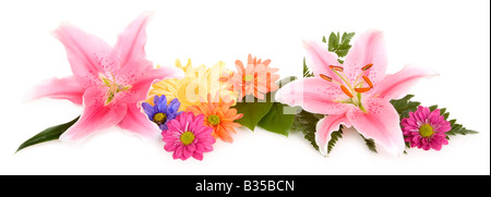 This is a colorful floral arrangement isolated on white Stock Photo