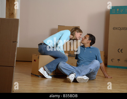 Young couple moving in Stock Photo