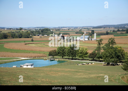 Pastorial farm setting of small amish farm in Lancaster county Pennsylvania Stock Photo
