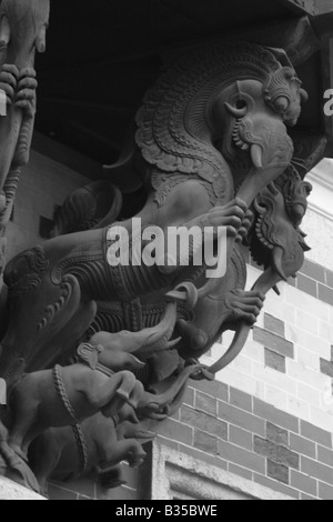 Black and white photo of ancient sculptures of roman men in close-up ...
