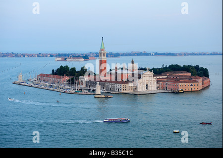 San Giorgio Maggiore (Saint George Major) tall bell tower with dark angel  statue at the top, erected in 1791 in Venice (with copy space Stock Photo -  Alamy