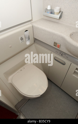 Boeing 777-300ER airplane toilet interior Stock Photo - Alamy