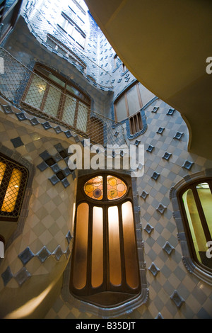 SPAIN Barcelona Interior courtyard of Casa Batllo designed Antoni ... SPAIN Barcelona Interior courtyard of Casa Batllo designed Antoni ...