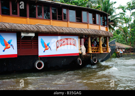 A big double storied house boat in Punnamada lake,Alleppey,Kerala,India Stock Photo