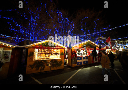 Christmas market at dusk - Lille France Stock Photo