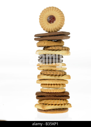 Stack of various assorted Biscuits Stock Photo