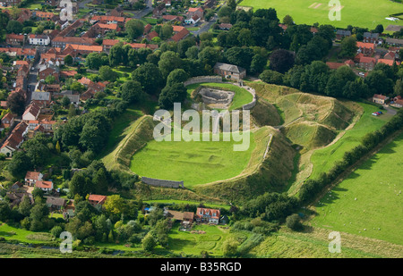 aerial view of castle acre motte and bailey plan, norfolk, england Stock Photo