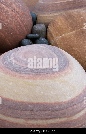 Sandstone boulders on beach Rackwick Bay Hoy Orkney Scotland Stock Photo