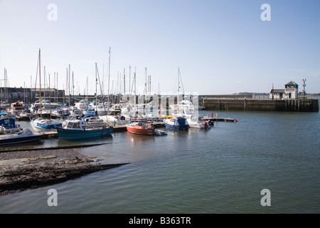 Caernarfon Gwynedd North Wales UK March Pleasure craft and fishing boats moored in Victoria Dock Stock Photo