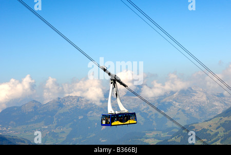 Cable car between Col du Pillon and Scex Rouge, travel destination Glacier 3000, Gstaad, Les Diablerets, Switzerland Stock Photo