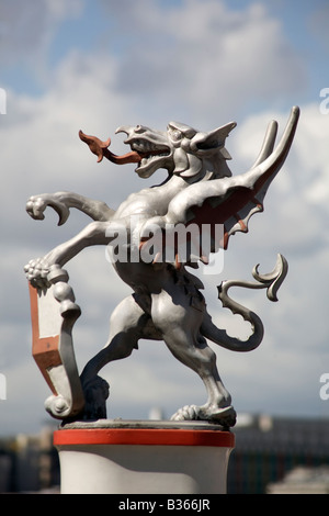 Dragon statue marking the boundary of The City of London. Blackfriars Bridge, London, England Stock Photo