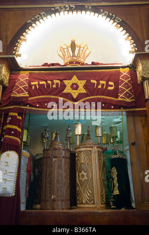 An open Torah Ark closet which contains the Jewish Torah scrolls in the 'Great Synagogue' in Tbilisi capital of republic of Georgia Stock Photo