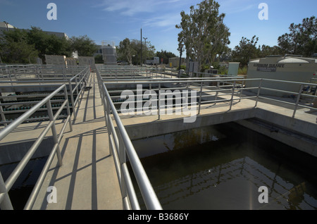Secondary clarification tanks, Michelson Water Reclamation Plant, Irvine Ranch Water District, Irvine, California, USA Stock Photo