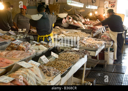 Ensenada Fish Market on the Wharf by the Harbor Stock Photo