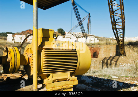 Big electric motor in a marble quarry, Estremoz, Alentejo, Portugal Stock Photo