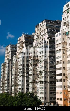 Old buildings in Yaumatei Kowloon Hong Kong Stock Photo