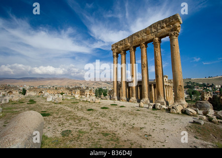 Columns of Temple of Jupiter in Baalbek Lebanon Stock Photo