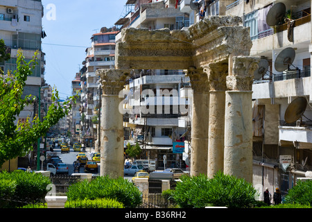 Tetraporticus Ancient Roman Columns in Latakia Syria Stock Photo