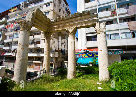 Tetraporticus Ancient Roman Columns in Latakia Syria Stock Photo
