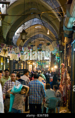 Inside the Aleppo Souk in the Old City in Aleppo Syria Stock Photo