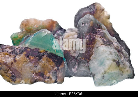 Raw Uncut Brazilian Emeralds Stock Photo