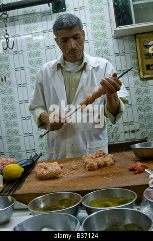 Making Kebab in Aleppo Syria Stock Photo