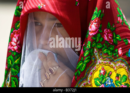 Young Bride at her Wedding in Mary Turkmenistan Stock Photo