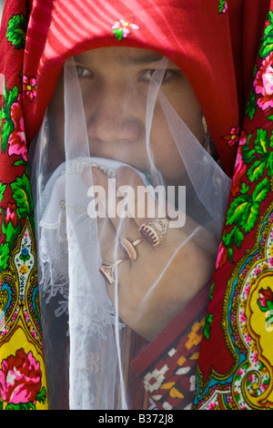 Young Bride at her Wedding in Mary Turkmenistan Stock Photo