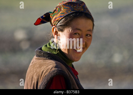 Beautiful Young Ethnically Kyrgyz Tajik Woman in Jalang Village in the Pamirs in Tajikistan Stock Photo