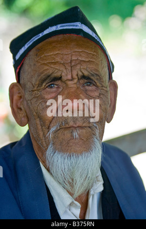 Elderly Ethnically Uzbek Kyrgyz Man in Arslanbab Kyrgyzstan Stock Photo