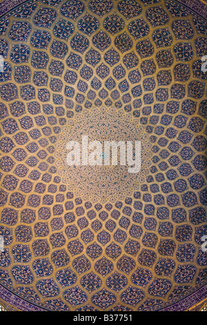 Ornate Dome Inside Sheikh Lotfollah Mosque in Esfahan Iran Stock Photo