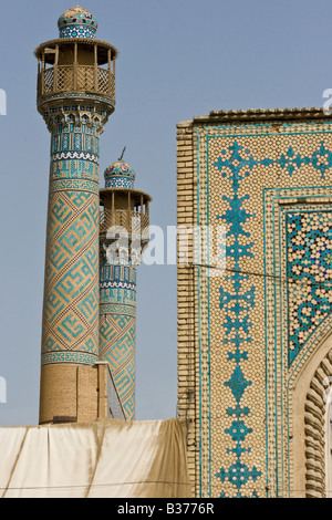 Minarets at the Jameh Masjid or Friday Mosque in Esfahan Iran Stock Photo