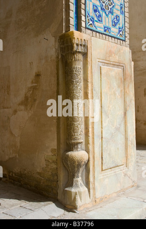 Decorative Marble Pillar Inside the Jameh Masjid or Friday Mosque in Esfahan Iran Stock Photo