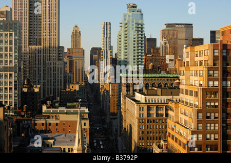 View down to 5th avenue in Manhattan New York USA Stock Photo