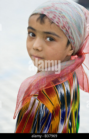 Young Uyghur Girl in Kashgar in Xinjiang Province China Stock Photo