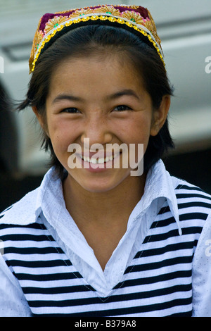 Uyghur Girl in Kashgar in Xinjiang Province China Stock Photo