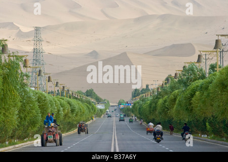 Singing Sands Mountain Sand Dunes in Dunhuang China Stock Photo