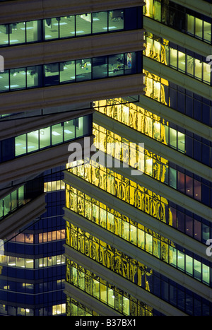 PATTERN OF OFFICE BUILDINGS IN DOWNTOWN MINNEAPOLIS, MINNESOTA.  EARLY EVENING. Stock Photo