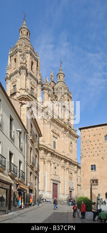 Left La Clerecia right House of Shells Casa de las Conchas Salamanca Spain Built in 1514 for Queen Isabella Stock Photo